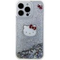 „Hello Kitty Liquid Glitter“ galvanizavimo galvutės logotipo dėklas, skirtas „iPhone 15 Pro Max“, skaidrus