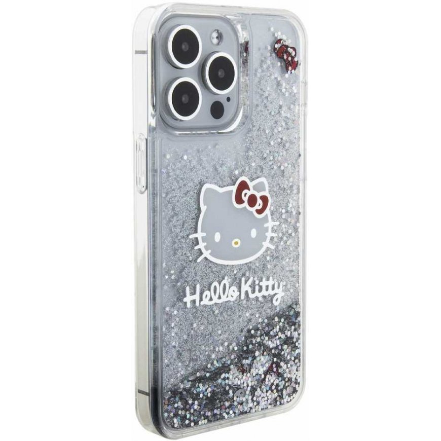 „Hello Kitty Liquid Glitter“ galvanizavimo galvutės logotipo dėklas, skirtas „iPhone 15 Pro Max“, skaidrus – 4
