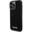 Karl Lagerfeld case for iPhone 15 Pro Max 6.7" KLHCP15XHDSPLK black hardcase Rhinestone Logo Metal Plate