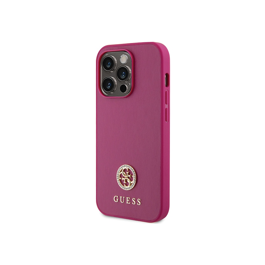 Guess dėklas skirtas iPhone 15 Pro 6,1" GUHCP15LPS4DGPP rožinis HC PU 4G metalinis logotipas Strass – 2