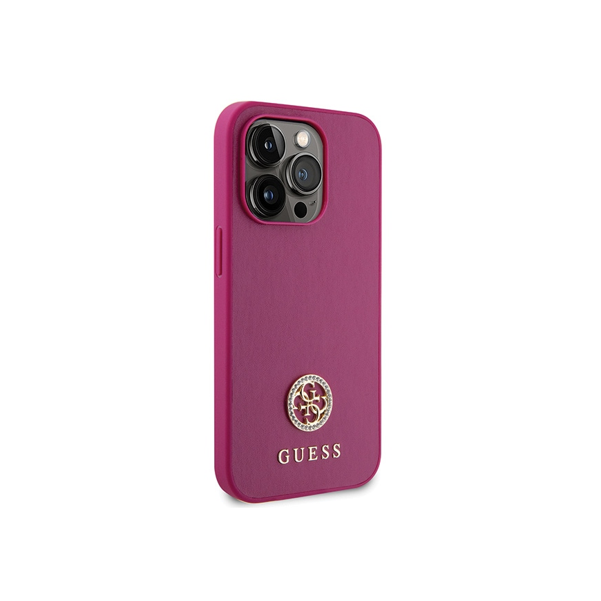 Guess Case for iPhone 15 Pro 6.1" GUHCP15LPS4DGPP Pink HC PU 4G Metal Logo Strass – 4