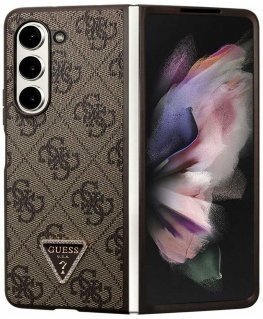 Guess case Samsung Z Fold5 GUHCZFD5P4TDPW black Leather 4G Triangle Strass