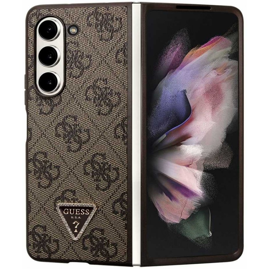 Guess dėklas Samsung Z Fold5 GUHCZFD5P4TDPW juodas Odinis 4G Triangle Strass