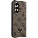 Guess dėklas Samsung Z Fold5 GUHCZFD5P4TDPW juodas Odinis 4G Triangle Strass