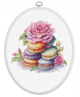 luca S Suskaičiuotas siuvinėjimo kryželiu rinkinys su lanku, įtrauktas „French Macaron“ 16x15cm SBC226