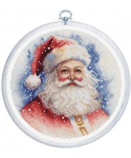 luca S Counted Cross Stitch Kit with Bow Included "Santa Claus" 17x17cm SBC224