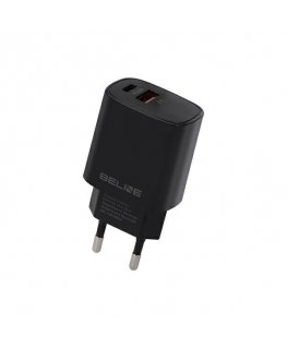 Beline Įkroviklis jungiama į tinklą 20W USB-C + USB-A juoda