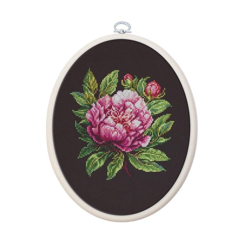 luca S Counted Cross Stitch Kit with Hoop Included Peter Brand Peony 12x13cm SBC204