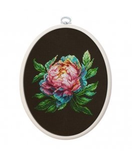 luca S Counted Cross Stitch Kit with Bow Included Abalone Pearl Peony 12x12cm SBC203