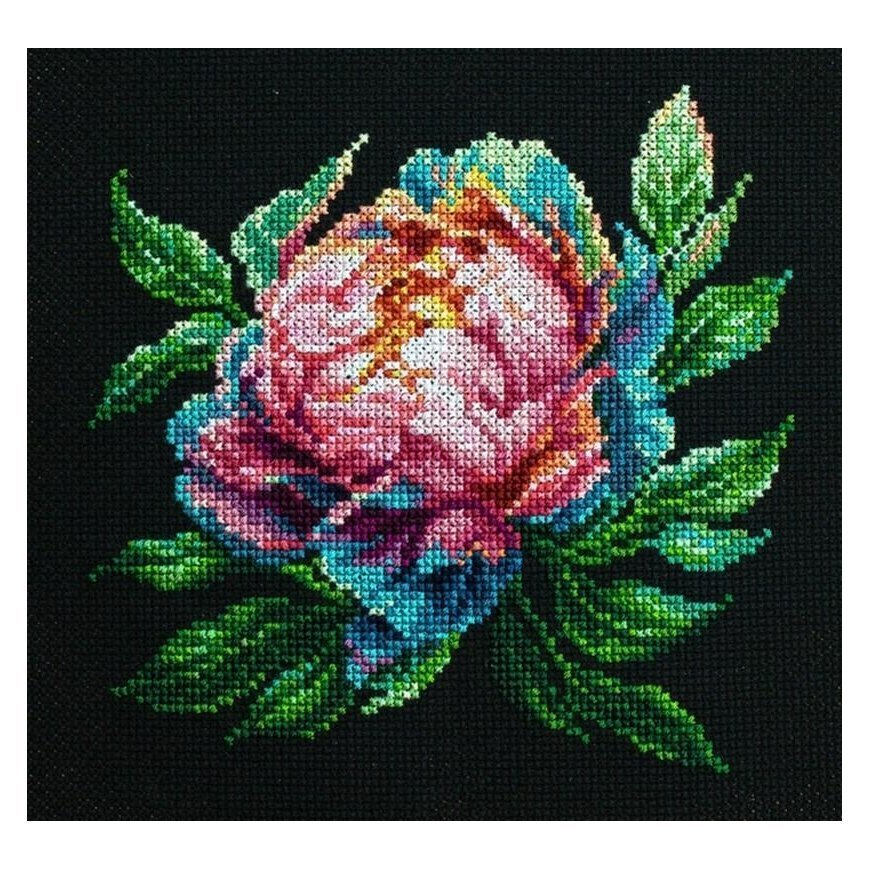 luca S Counted Cross Stitch Kit with Bow Included Abalone Pearl Peony 12x12cm SBC203 – 2
