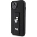 Karl Lagerfeld Saffiano Grip stovo metalinis logotipo dėklas iPhone 15 juodas
