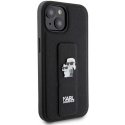 Karl Lagerfeld Saffiano Grip stovo metalinis logotipo dėklas iPhone 15 juodas