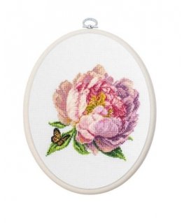 luca S Counted Cross Stitch Kit with Hoop Included Rozella Peony 12x12cm SBC206