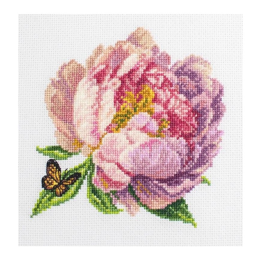 luca S Suskaičiuotas siuvinėjimo kryželiu rinkinys su lanku, įtrauktas „Rozella“ bijūnas 12x12 cm SBC206 – 2