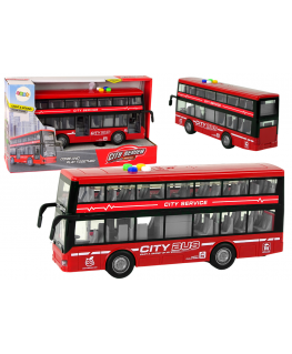 Lean Cars Baterija Operated Double Decker Bus Lights Sounds Friction Drive Raudona