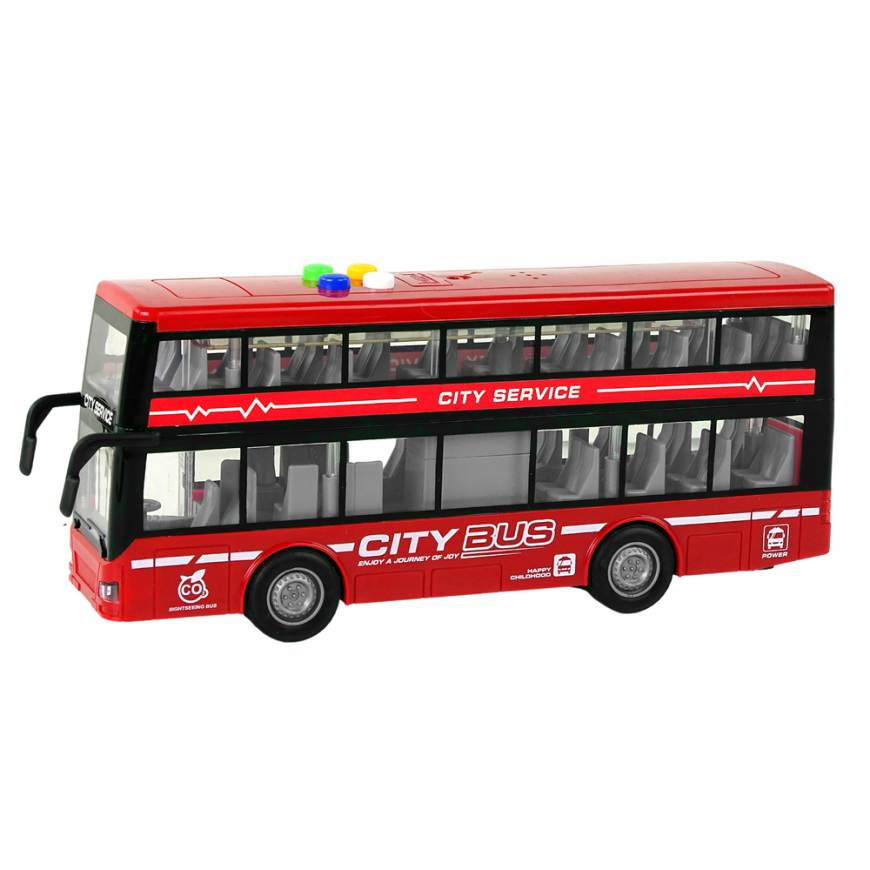 Lean Cars Baterija Operated Double Decker Bus Lights Sounds Friction Drive Raudona – 2