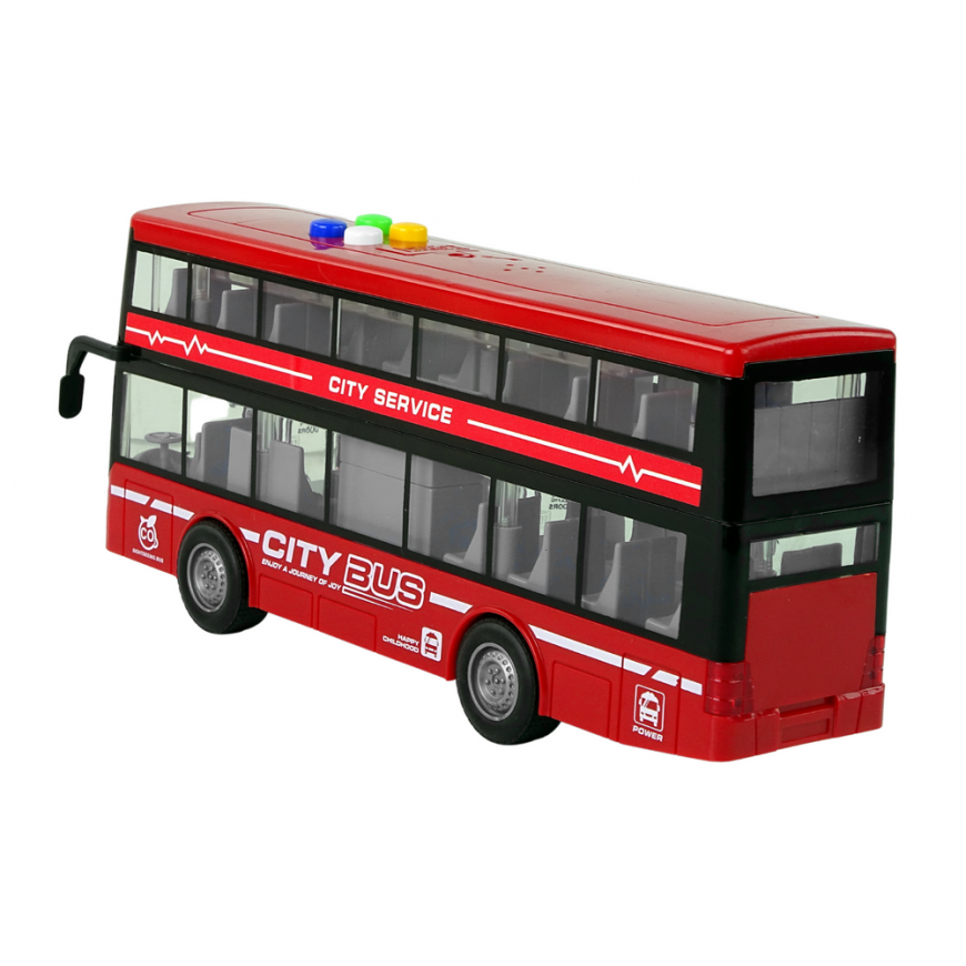 Lean Cars Battery Operated Double Decker Bus Lights Sounds Friction Drive Red – 3