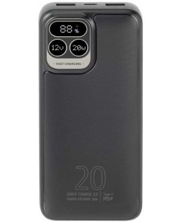 Powerbank RIVACASE 20000 mAh USB-C 20W + LCD juodas (1x I/O USB-C PD 18W / PD 20W, 2x USB-A QC 3.0 18W, LCD, juodas)
