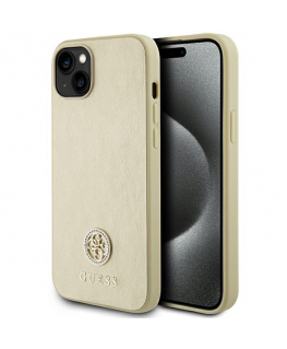 Guess Case for iPhone 15 6.1" GUHCP15SPS4DGPD Gold HC PU 4G Metal Logo Strass