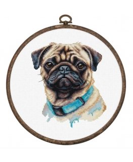 luca S Counted Cross Stitch Kit with Hoop Included Pug 13x15cm SBC230