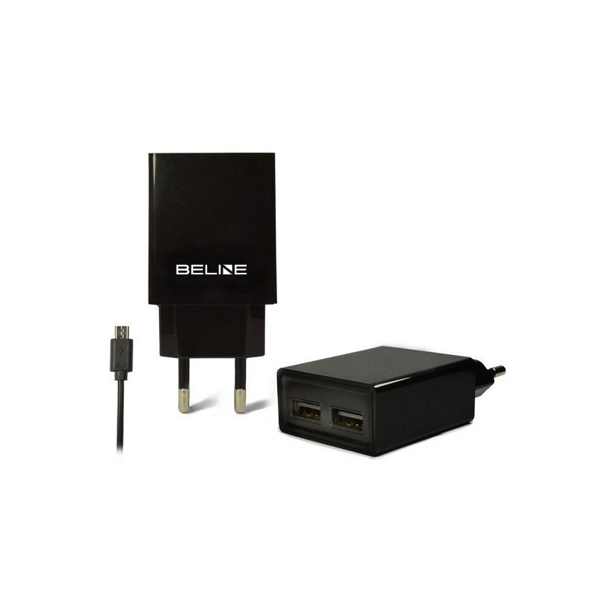 Travel charger 2xUSB + microUSB 2A black – 2