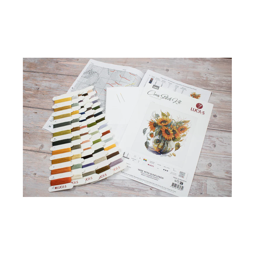 luca S Counted cross stitch kit "Vase with sunflowers" 24x27cm SB7025 – 5
