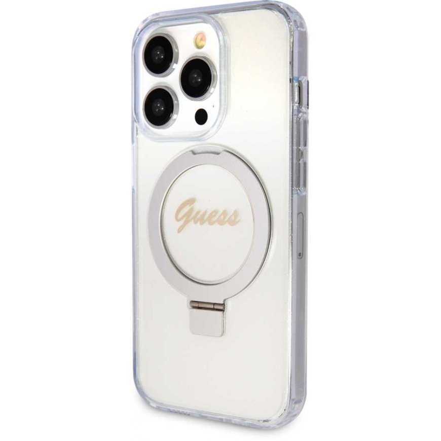 Guess IML Ring Stand Glitter MagSafe Case for iPhone 15 Pro Clear – 2