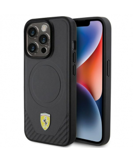 Ferrari FEHMP15LPTEK iPhone 15 Pro 6.1" black|black hardcase Carbon Metal Logo MagSafe