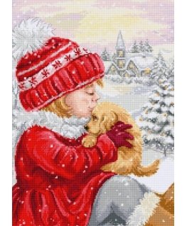 luca S Counted Cross Stitch Kit "Girl Kissing Puppy" 23x32cm SBU5027