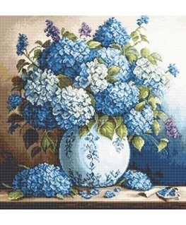 luca S Counted cross stitch kit "Vase with hydrangeas" 32x33 cm SB700