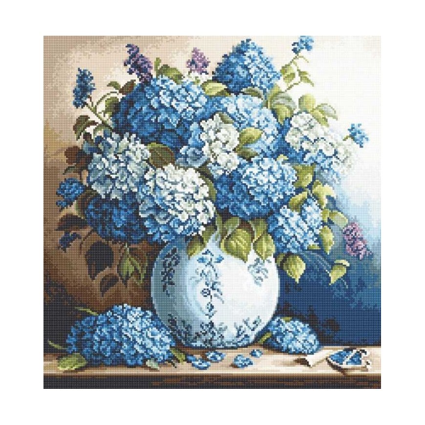 luca S Counted cross stitch kit "Vase with hydrangeas" 32x33 cm SB700