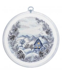 luca S Counted Cross Stitch Kit with Hoop Included "Winter" 17x17cm SBC218