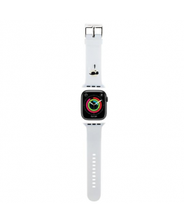 Karl Lagerfeld Dirželis KLAWLSLKNH Apple Watch 42|44|45|49mm balta|baltas dirželis 3D Guma Karl Head