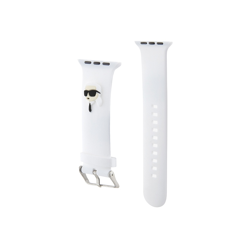 Karl Lagerfeld Strap KLAWLSLKNH Apple Watch 42|44|45|49mm white|white strap 3D Rubber Karl Head – 3