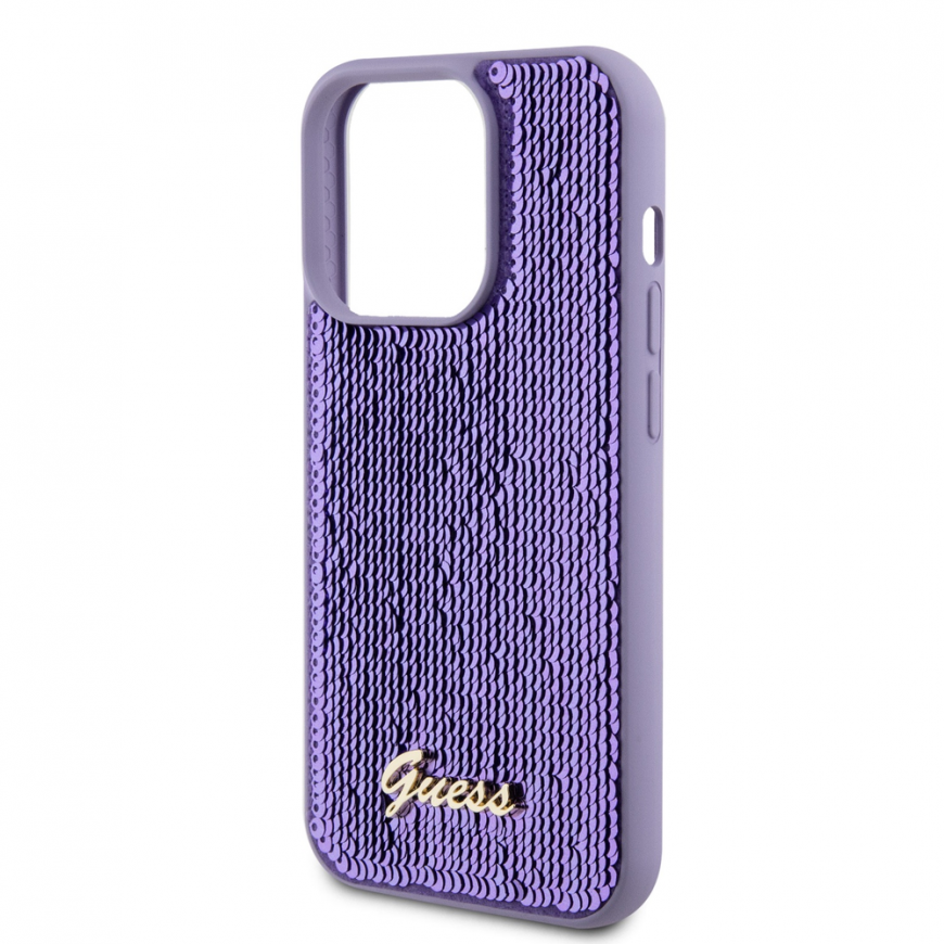 Guess Sequin Script logotipo dėklas, skirtas iPhone 14 Pro Violetinė – 5