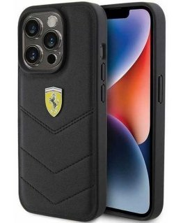 Ferrari Quilted Metal Logo Case for iPhone 15 Pro - Black