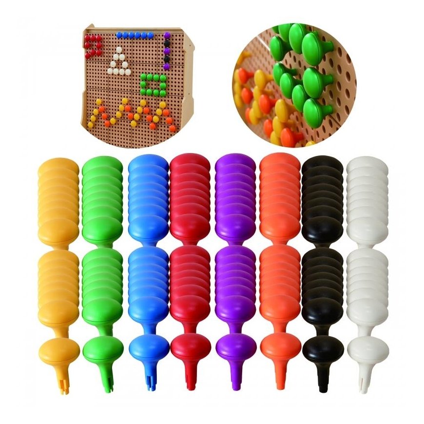 MASTERKIDZ Spalvoti Jumbo Pins for STEM Board 128 vnt - 8 spalvos