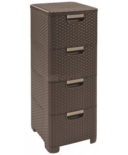 Curver Style dark brown bookcase with 4 drawers