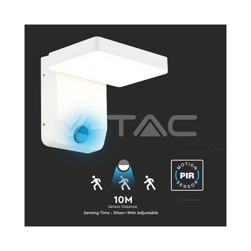 17W LED outdoor wall light, white, 4000K, IP65, with motion sensor – 3