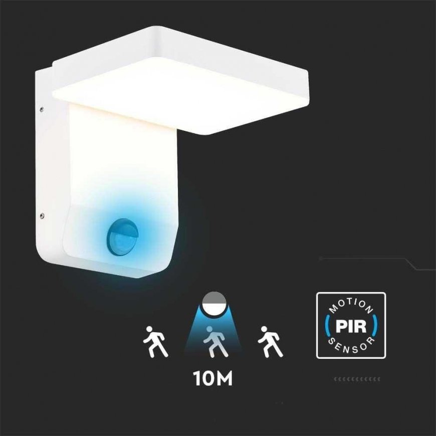 17W LED outdoor wall light, white, 4000K, IP65, with motion sensor – 5