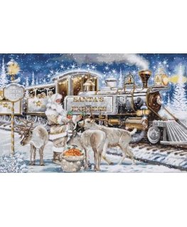 luca S Suskaičiuotas siuvinėjimo kryželiu rinkinys "Santa’s Express Baltas" 54x35cm SBU5038