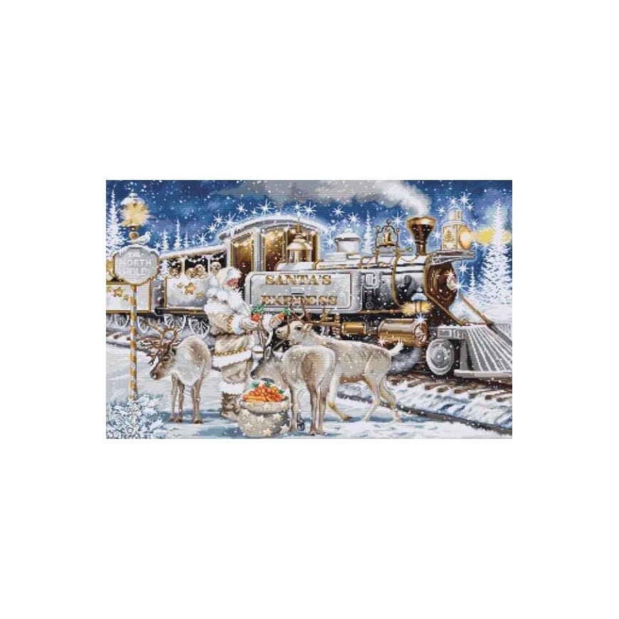 luca S Counted Cross Stitch Kit "Santa's Express White" 54x35cm SBU5038