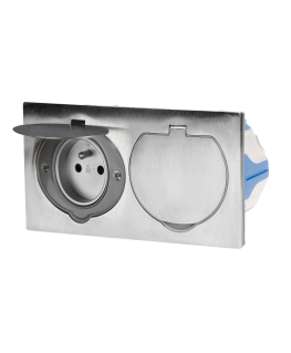 Orno Double hermetic electrical outlet, IP55 stainless steel, with windproof mounting box