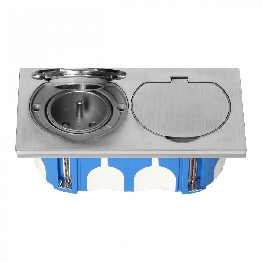 Orno Double hermetic electrical outlet, IP55 stainless steel, with windproof mounting box – 2