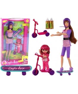 Lean Cars Lucy Doll Set Violetinė Scooter Skateboard Helmets