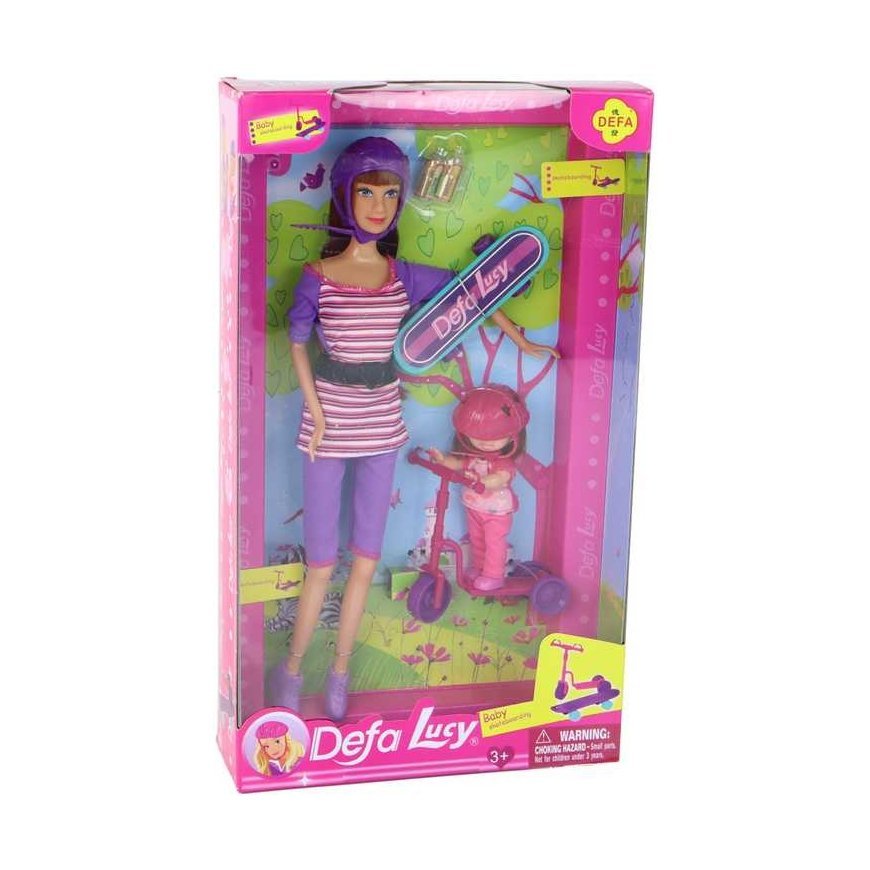 Lean Cars Lucy Doll Set Purple Scooter Skateboard Helmets – 5