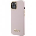 Guess Silicone Script Metal Logo & Frame Back Case for Apple iPhone 15