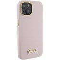 Guess Silicone Script Metal Logo & Frame Back Case Aizsargapvalks Priekš Apple iPhone 15