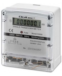 Qoltec Vienfazis elektroninis skaitiklis | energijos suvartojimo matuoklis | 230v | LCD