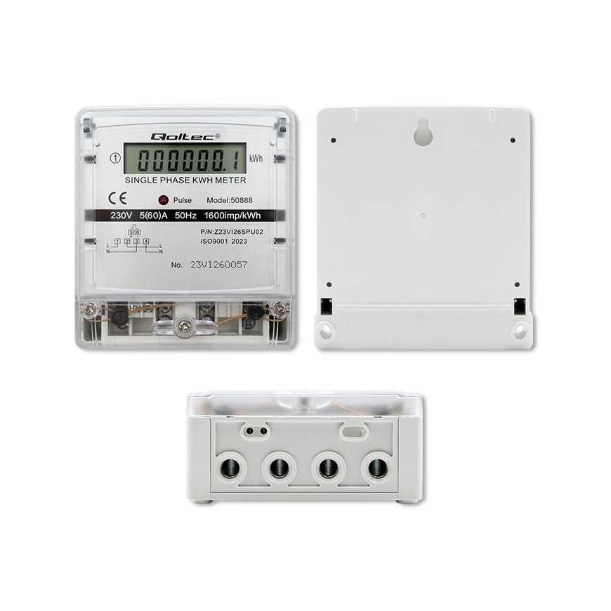 Qoltec Single-phase electronic meter | energy consumption meter | 230v | LCD – 2